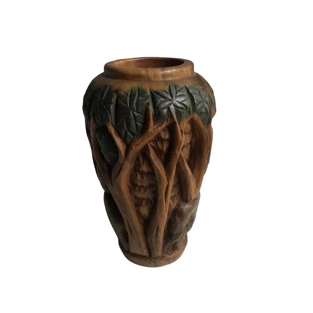 N/A wood vase